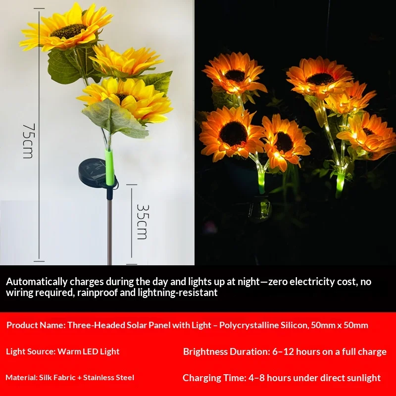 Outdoor Solar Sunflower Lights Waterproof LED Garden Stake Lamp Lawn Pathway Landscape Decorative Lighting For Yard Patio Decor · image 2