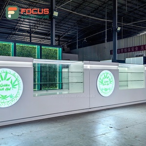 Vitrina Minimalista para Tienda de Cigarrillos, Mostrador de Madera y Vidrio con Luz LED, Vitrina para Exhibición de Tabaco - Product Image 4