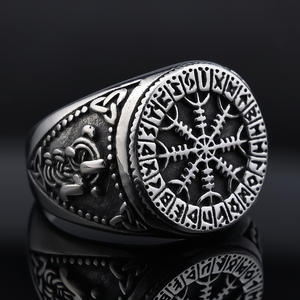 Anillos Ravel de acero inoxidable estilo vikingo nórdico al por mayor, anillo de circón principal Unisex personalizado para hombres y mujeres, diseño nórdico clásico para fiestas - Product Image 6
