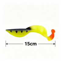 Leurre souple artificiel géant en PVC de 15 cm, sans hameçons, 15 couleurs, queue en T, queue bouclée, Black Pit, pour la pêche au bar