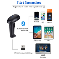 Lector de Códigos de Barras 2D Inalámbrico BT, Escáner de Códigos QR con 20 Horas de Autonomía Continua, Compatible con Windows/Android/iOS, Disponible en Stock