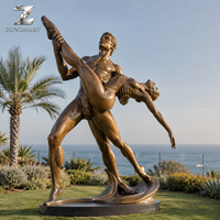 Sculpture de couple de danseurs de ballet en bronze grandeur nature, statue figurative moulée à la main sur mesure pour la décoration extérieure de jardins, d'hôtels et d'espaces publics