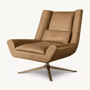 Chaise pivotante en cuir Luka Berkshire Sassanid OEM des années 1970 au design italien sophistiqué et favorable - Product Image 3