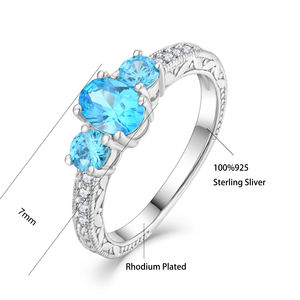 Qingxin Custom Oem Fijne Sieraden Verloving Vergulde 925 Sterling Zilver Diamant Bruiloft Solitaire Band Blauwe Ring Voor Vrouwen - Product Image 5