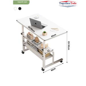 Bureau d'ordinateur moderne en bois réglable en hauteur avec roulettes et support pour ordinateur portable, bureau multifonctionnel avec rangement - Product Image 6