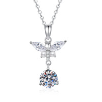 Collier Moissanite en argent sterling S925 haut de gamme Original Cross-Border Mini Shell Pearl Butterfly Design Versatile Luxury