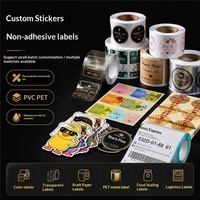 Étiquettes adhésives personnalisées imperméables transparentes en rouleau, autocollants pour bouteilles en papier couché imprimé, impression carrée, logo personnalisé