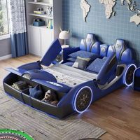 Tempat Tidur Anak Modern Berlapis Kulit Mobil Tersedia dalam Berbagai Warna Ukuran King Size Queen Size untuk Perabot Kamar Tidur Anak