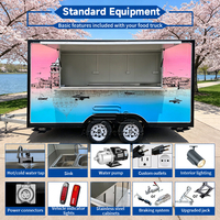 Camion de cuisine mobile de rue, remorque pour gaufres et crêpes, mini-remorque de desserts et crêpes avec cuisine complète