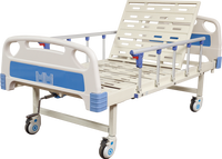 Lit d'hôpital manuel à 1 manivelle, tête de lit en ABS, barreaux latéraux en alliage d'aluminium, dossier réglable, lit de patient à fonction unique