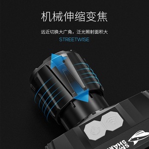 Linterna frontal con sensor Smiling Shark TD-0285A, LED con zoom, 1500 mAh, recargable tipo C, para pesca - Product Image 3