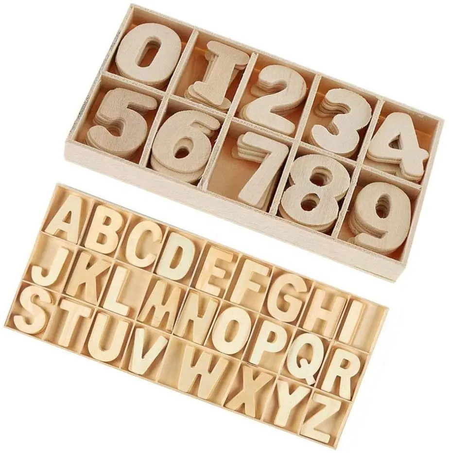 Натуральные Образовательные деревянные буквы алфавита и цифры для детей
