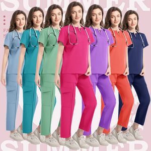 Women's Scrub Pants Moisture Wicking Elastic Waist Cargo Pockets Workwear Hospital Uniforms Pink S-XXL - Product Image 3