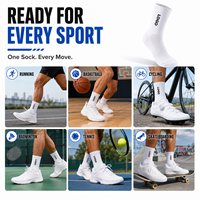 Chaussettes de sport personnalisées unies anti-ampoules en tissu extensible, chaussettes de sport jacquard personnalisées mi-mollet pour le basketball et la course à pied