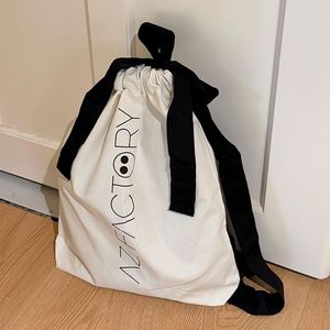 High Quality Custom Printed Logo Large Cotton Dust <b>Pouch</b> With Black Ribbon Cotton <b>Drawstring</b> <b>Pouch</b> - Product Image 1