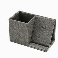 Support de stylo à chargement sans fil 15W, organiseur de bureau rectangulaire avec support pour téléphone, tapis de bureau multifonctionnel, logo personnalisé