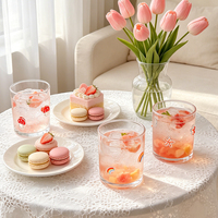 Verres à jus Ortus Home Icon - Design minimaliste, portables, réutilisables, motifs variés (cerise/arc-en-ciel), compatibles lave-vaisselle, pour la maison et le bureau