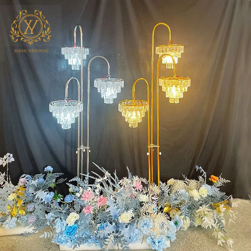 Sparkling Road Light Wedding Decoration Crystal Road Guide Wedding Background Plating Metal Acrylic Decorative Lights Wholesale