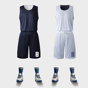 Ensemble de maillot de basket-ball respirant en maille imprimée, grande taille, antibactérien, séchage rapide, léger et réversible - Product Image 2