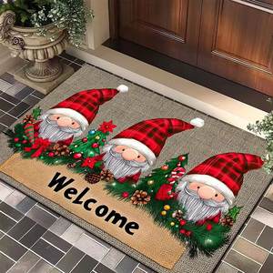 Tapis d'entrée carré en velours cristal pour Noël, style dessin animé, résistant à la saleté, facile d'entretien, pour Amazon (vente transfrontalière) - Product Image 3