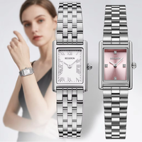 Montre à quartz pour femme en acier inoxydable de qualité OEM, personnalisable, avec bracelets interchangeables et bracelet en cuir à logo personnalisable