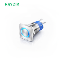 Botón pulsador cuadrado de 12V 24V con anillo LED RGB impermeable y función de retención momentánea para caja de control