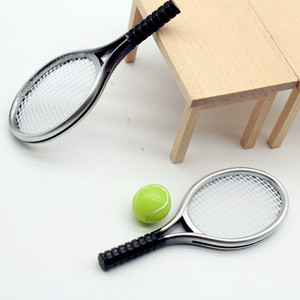 Accessoires miniatures pour maison de poupée, équipement sportif miniature simulé, ensemble de raquettes et balles de tennis miniatures - Product Image 4