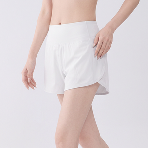 <b>Women</b> Quick Dry 2 In 1 Athletic <b>Shorts</b> High Waist Back Zipper Pocket Compression Inner Liner Jogging Fitness Gym Yoga Wholesale - Product Image 3