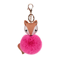 Vente en gros usine : Pendentif de sac et porte-clés de voiture, boule de fourrure mignonne imitation renard, loutre et lapin, décoration suspendue