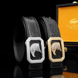 Men's Crocodile Skin <b>Belt</b> with Steel Buckle Luxury Business Leisure Design Lightweight & Durable Manufacturer Wholesale - Product Image 1