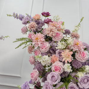 Arche de fleurs artificielles en soie rose écologique réglable de haute qualité, 6-7 pieds de haut, pour la décoration de fond de mariage - Product Image 3