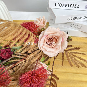 Bouquets de fleurs artificielles en soie rose Bouquet de fleurs de mariée Décoration de la maison Bouquets de fleurs en soie pour mariage - Product Image 4
