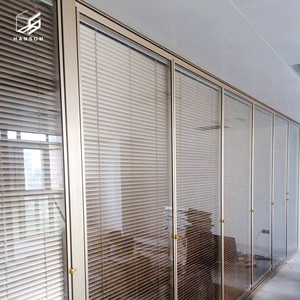 Chất Lượng Cao Nhà Máy Trực Tiếp Giá Tường Phân Vùng Thiết Kế Hiện Đại Phòng Divider Kính Phân Vùng Với Rèm Bằng Gỗ Phân Vùng Tường - Product Image 2