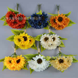 Bouquet de tournesols artificiels Dongchen Arts Crafts en fil plastique et tissu, jaune-orange, pour décoration de table, vitrine et photographie - Product Image 4