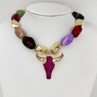 Nouveau collier en plastique coloré en gros, accessoires de taureau, bijoux magnifiques, chaîne quotidienne, plaqué or, cadeau de fête