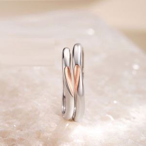 Romantic Simple Heart Puzzle Couple <b>Ring</b> for Wedding Jewelry Valentine's Day Gift Open <b>Adjustable</b> <b>Ring</b> - Product Image 1