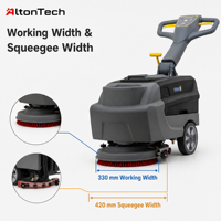 Autolaveuse autoportée à batterie T2B, brosse de 330 mm, largeur de raclette de 420 mm, réservoir de solution de 4,8 gal, réservoir de récupération de 5,3 gal