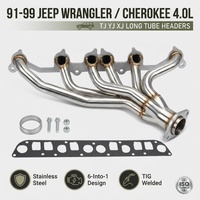 Collecteurs longs 6-en-1 soudés TIG en acier inoxydable poli pour Jeep Wrangler Cherokee 4.0L TJ YJ XJ 91-99 avec joints
