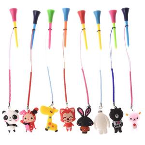 Tee de golf le plus vendu avec breloque de dessin animé, corde anti-perte faite à la main, longueur 83 mm, 0,02 kg, logo personnalisé, en caoutchouc et plastique pour golfeurs - Product Image 3