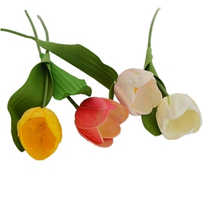LUYI - Vente en gros de petites fleurs artificielles en PU en forme de tulipe, ornement de bureau, <span class=keywords><strong>fleur</strong></span> à main pour mariage, maison, fête, <span class=keywords><strong>jardin</strong></span> - Product Image 1