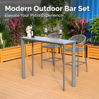 Ensemble de bar extérieur moderne en composite bois-plastique WPC, chaise en alliage d'aluminium antirouille pour jardin, patio, pub, terrasse