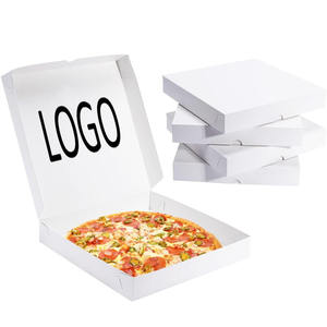 Boîtes d'emballage alimentaire blanches écologiques vintage biodégradables pour petites entreprises, avec logo personnalisé, pour snacks et pizzas - Product Image 1