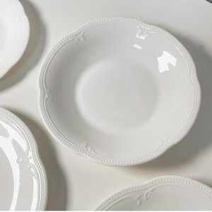 Pure <b>White</b> Embossed Lace Vine Ceramic Oval Plate Porcelain Charger for Home or Wedding Parties for Restaurant Use - Product Image 5