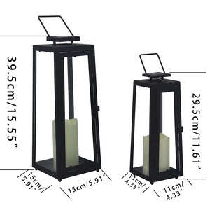 Garden Decorative Rechargeable Big Black Outdoor Waterproof Floor Metal Solar <strong>Candle</strong> <strong>Holder</strong> Lantern With LED <strong>Candle</strong> - Product Image 2