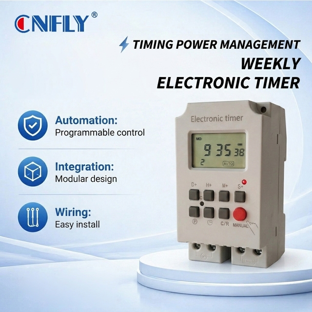 CNFLY Max.25A 220V Digital Timer Switch 16sets 50Hz Weekly 7 Days  Electronic Programmable Controller  Programmable Time Switch