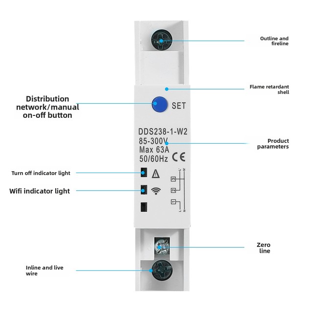 DDS238-1-W2 Single Phase Plastic Wifi Smart Control Switch On-Off Device