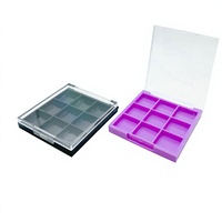 Boîte à fards à paupières transparente à 9 compartiments, étui carré pour blush, palette de fards à paupières, emballage de maquillage en ABS, couleur nude à prix avantageux