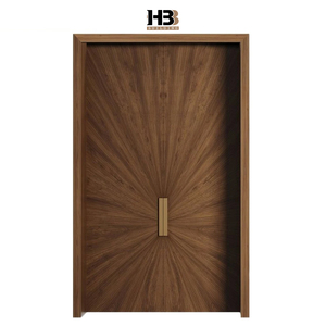 Porta Interna Moderna a Filo Muro in Legno Massello Impermeabile con Finitura Impiallacciata Effetto Radioattivo per Hotel e Uso Residenziale - Product Image 1