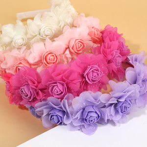 CN Sweet Color sólido flor Bowknot diadema para niñas accesorios de boda dientes diadema niños princesa flor corona - Product Image 5