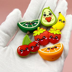 3D Silicone Fruit Beads For Bracelet Making Round Loose Beads Jewelry Accessories Avocado Cherry Strawberry Banana Orange Design - Product Image 4
